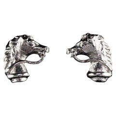 Vintage Estate 14 Karat White Gold Horse Earrings