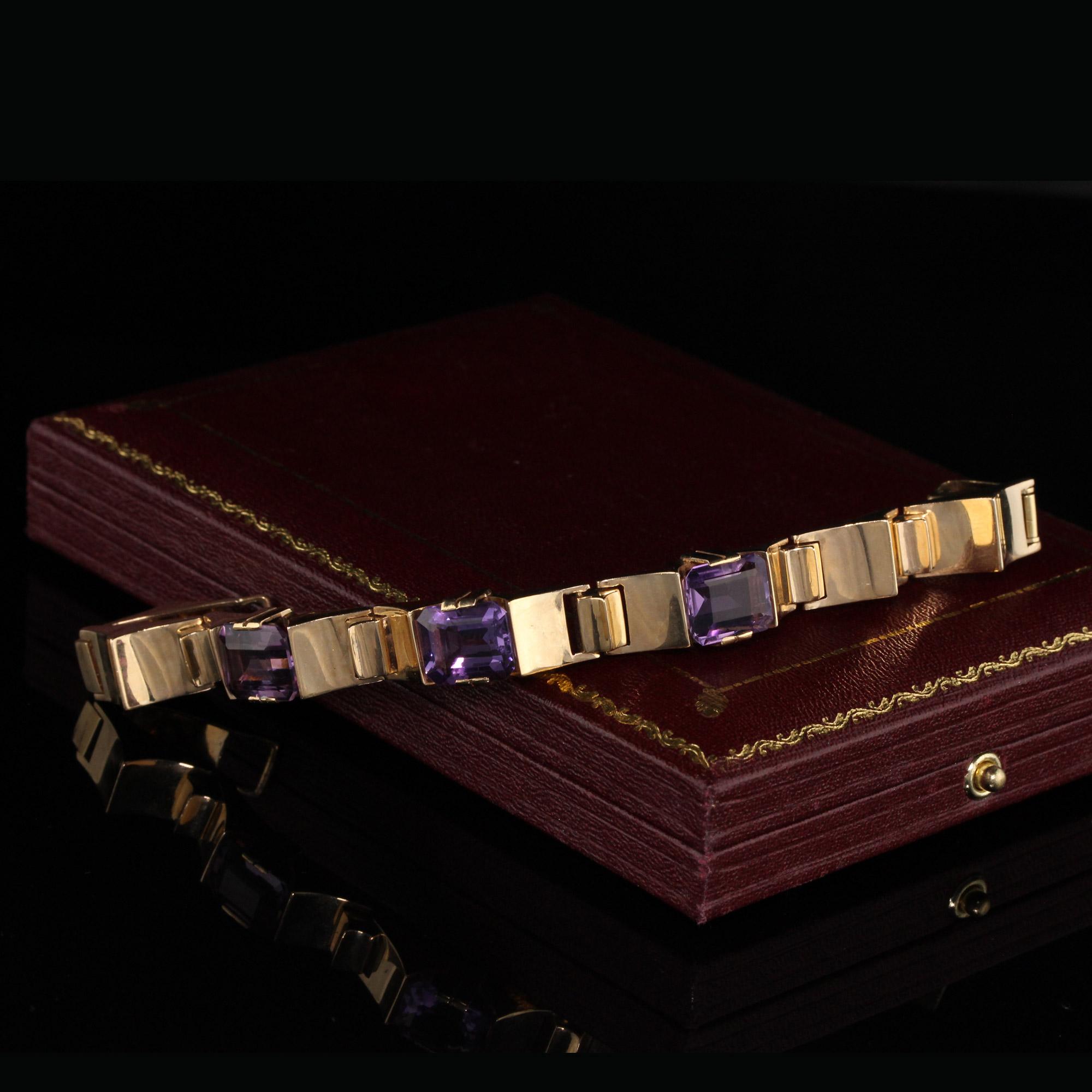 Rétro Bracelet vintage en or jaune 14 carats avec améthyste (succession) en vente