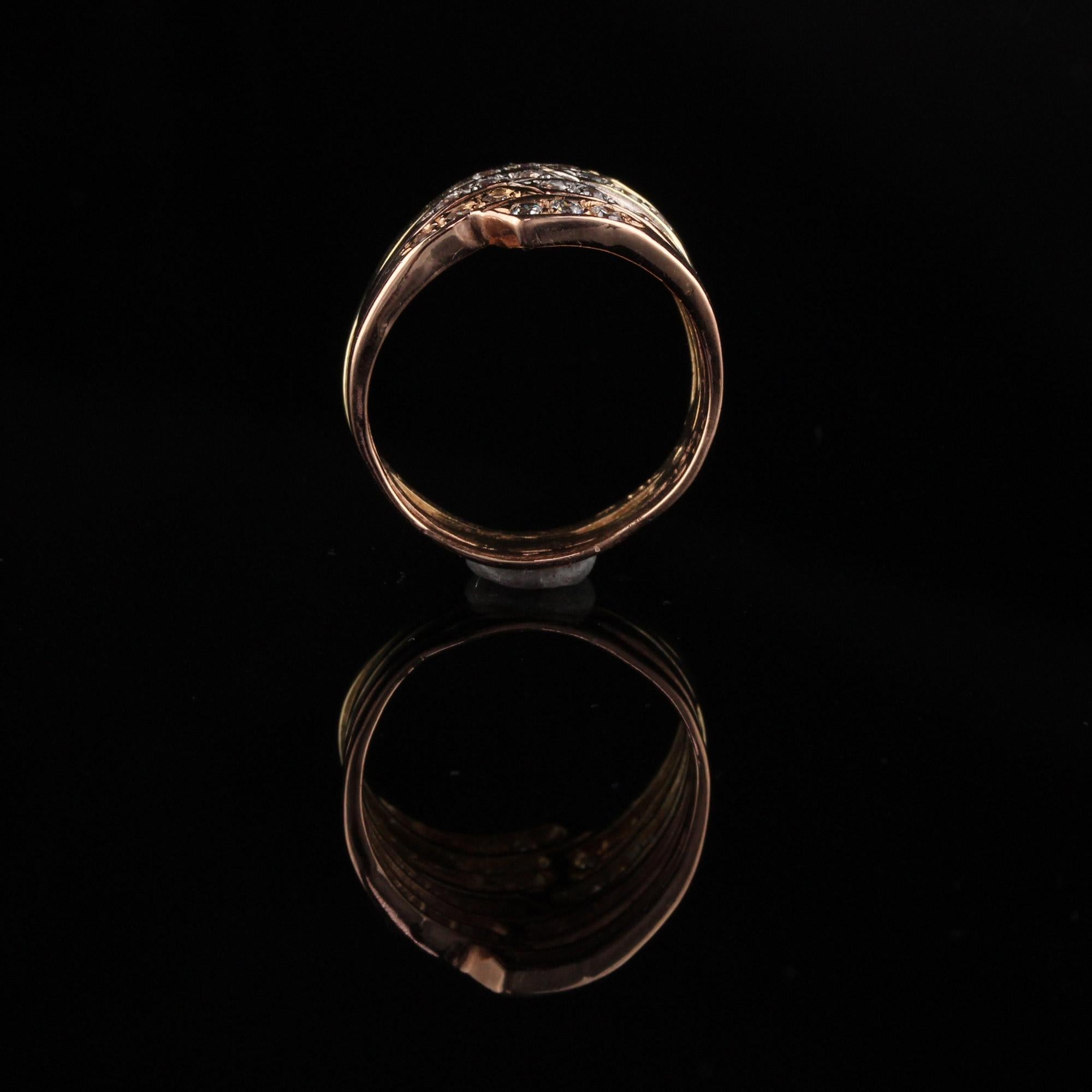 Zweifarbiger Diamantring aus 14 Karat Gold im Nachlassstil Damen im Angebot