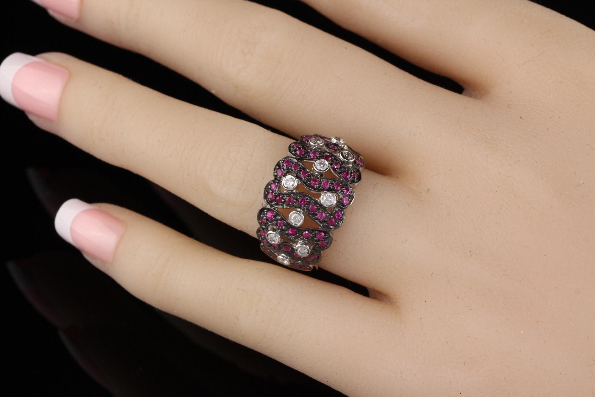 Vintage Estate 14 Karat White Gold Diamond and Pink Sapphire Ring For Sale 1