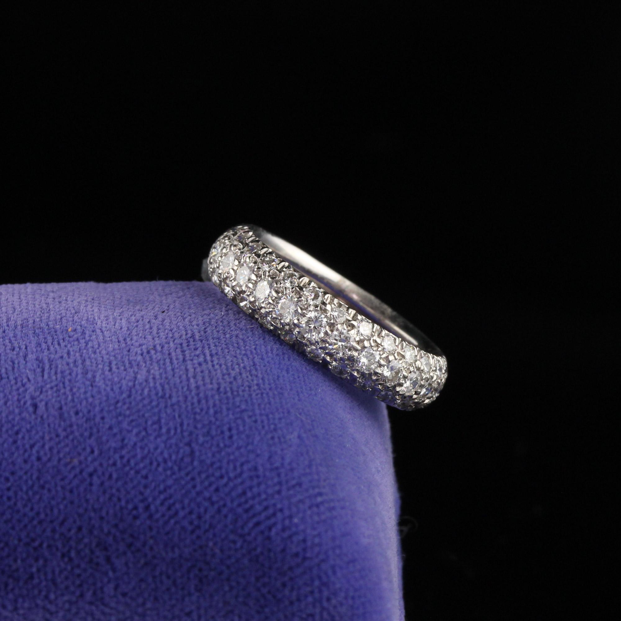 Bold and beautiful diamond band.

Metal: 14K White Gold

Weight: 4.0 Grams

Total Diamond Weight: Approximately 0.70 ct.

Diamond Color: H

Diamond Clarity: SI1

Ring Size: 5 (sizable)

Measurements: 4.89 x 2.66 mm