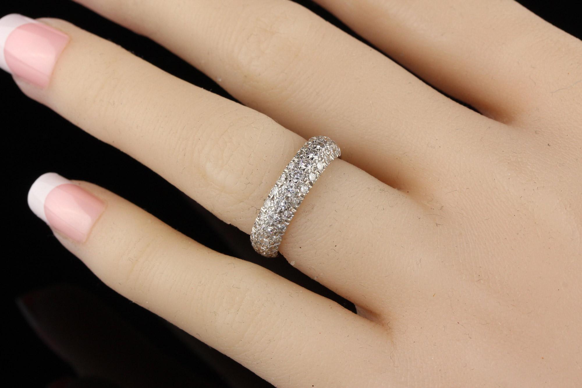 Vintage Estate 14 Karat White Gold Diamond Band For Sale 1