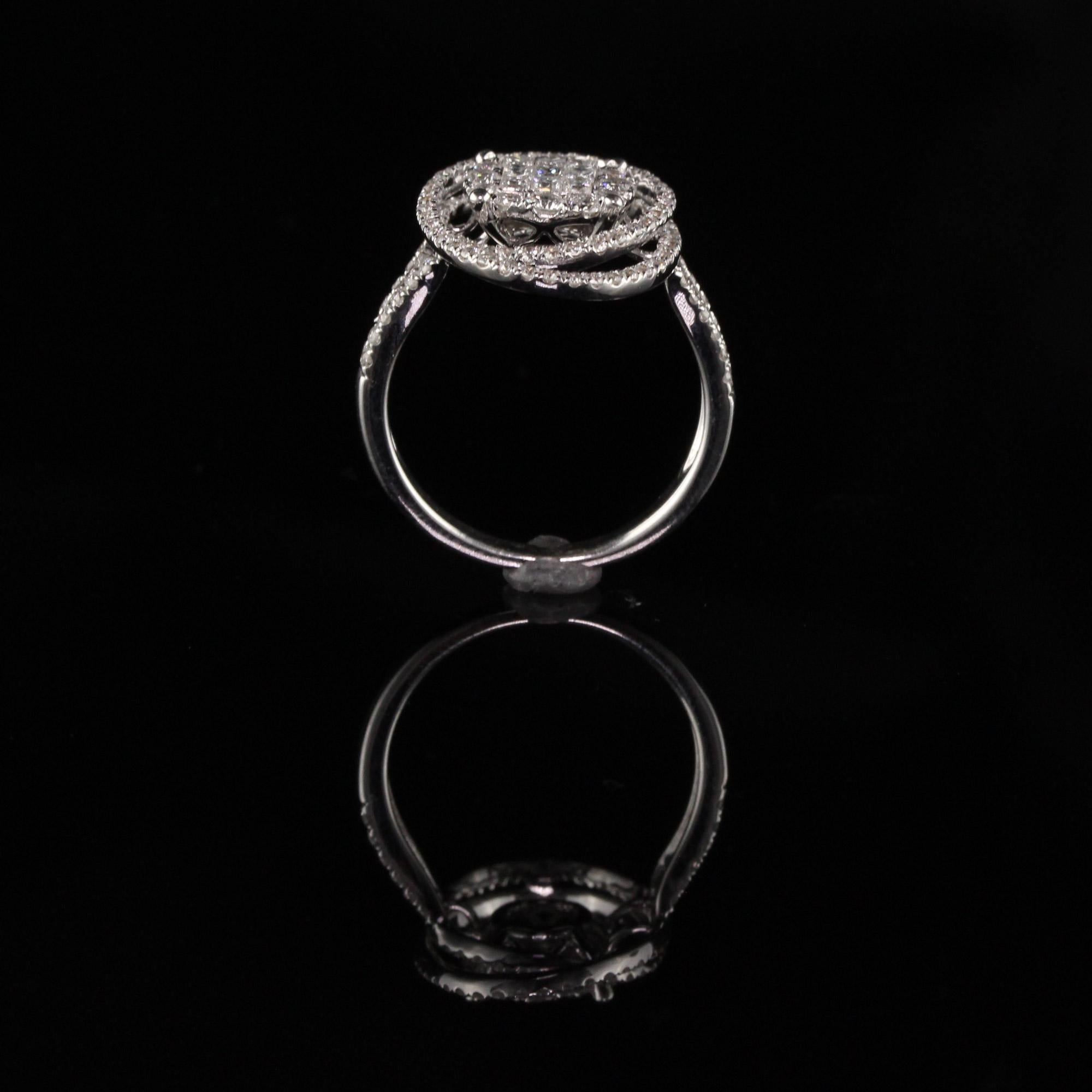 Women's Vintage Estate 14 Karat White Gold Diamond Cluster Ring