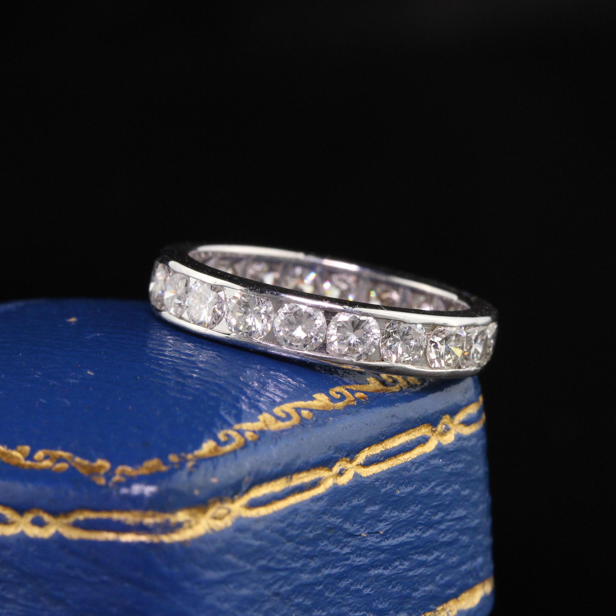 Glamorous diamond eternity band

Metal: White Gold

Weight: 2.5 Grams

Total Diamond Weight: Approximately 1.75 cts

Diamond Color: G

Diamond Clarity: VS2

Ring Size: 4.75

Measurements: 3.5 x 2.1 mm
