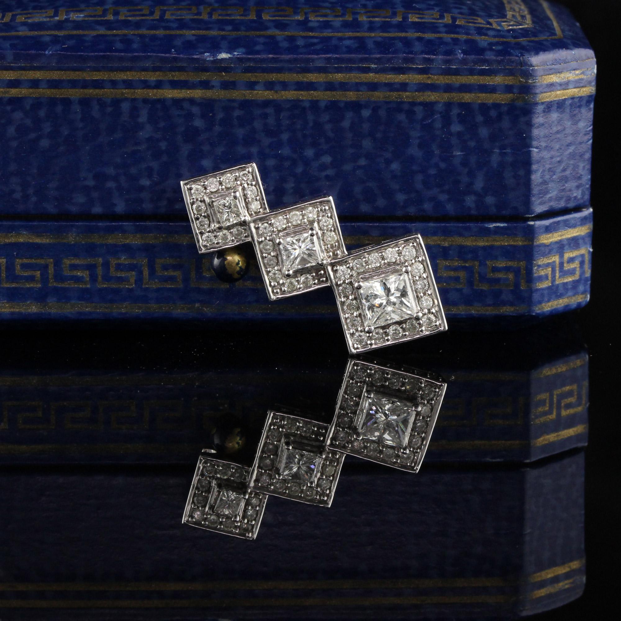 Moderne Pendentif vintage de succession en or blanc 14 carats avec diamants en vente