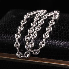 Vintage Estate 14K White Gold Gucci Style Bracelet Chain