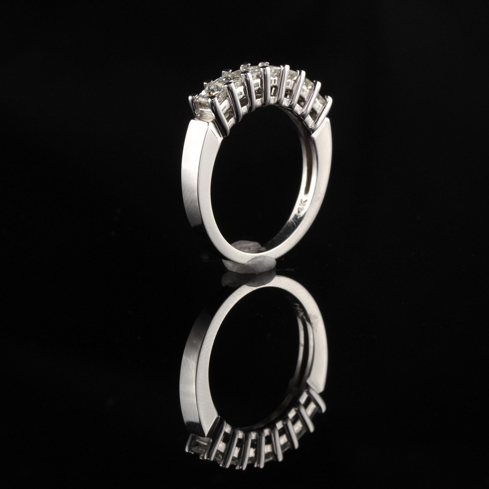 Women's Vintage Estate 14 Karat White Gold Seven Diamond Ring For Sale