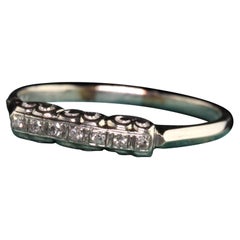 Vintage Estate 14K White Gold Single Cut Diamond Band