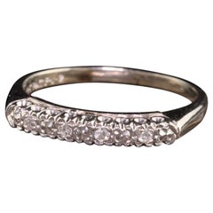 Fede d'epoca in oro bianco 14K con diamante a taglio singolo