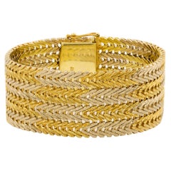 Bracelet à maillons en forme de barre en or jaune et blanc 14 carats, vintage