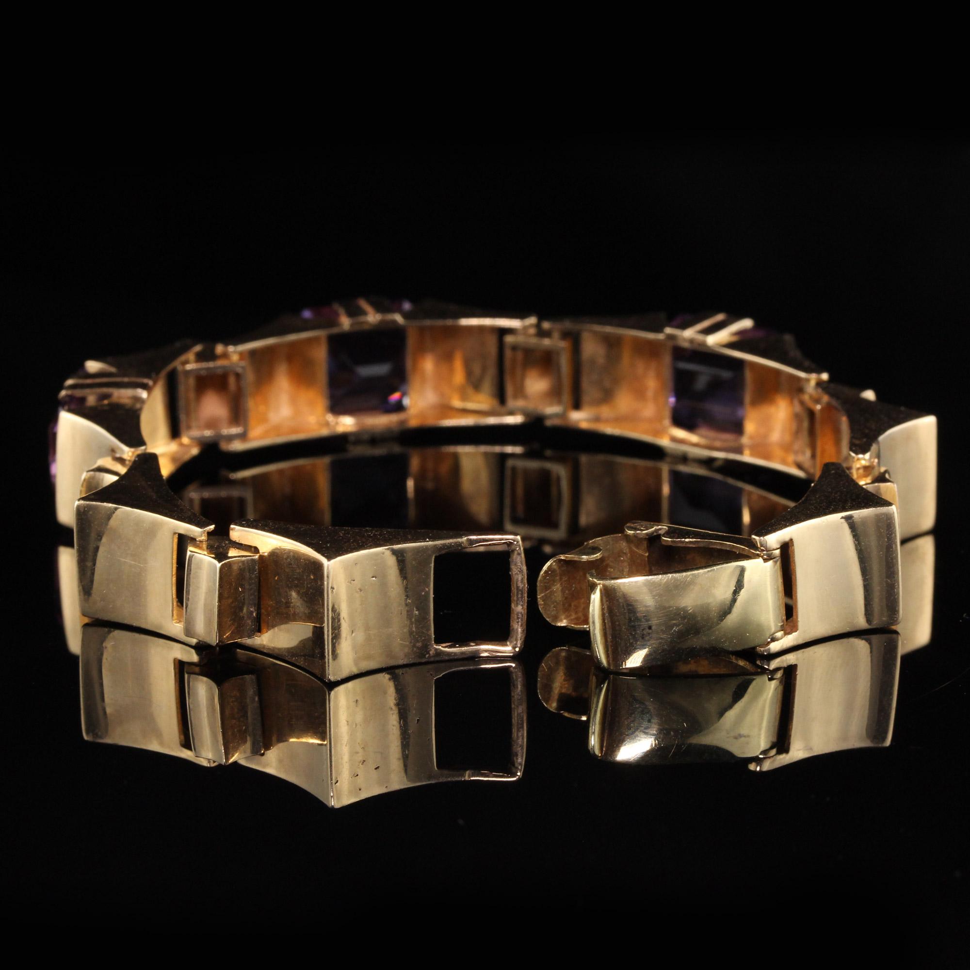 Vintage Estate 14 Karat Yellow Gold Amethyst Bracelet In Good Condition For Sale In Great Neck, NY