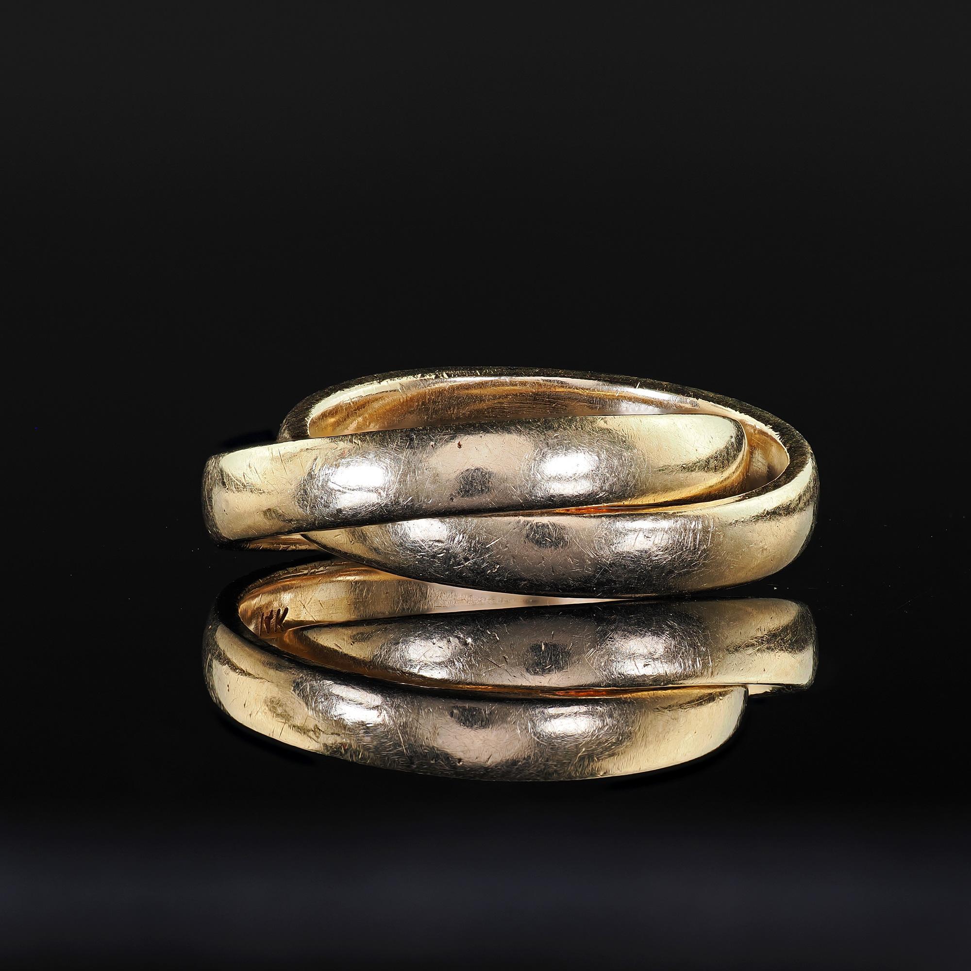Vintage Estate 14K Yellow Gold Amore Fide Intertwined Band Rolling Ring 1