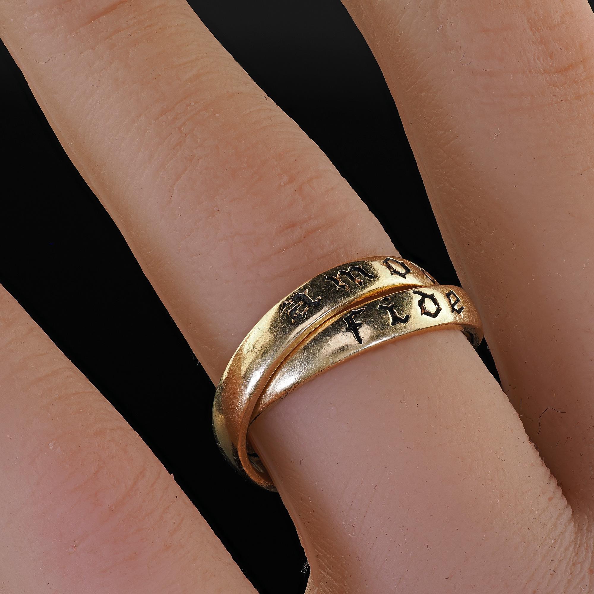 Vintage Estate 14K Yellow Gold Amore Fide Intertwined Band Rolling Ring 3