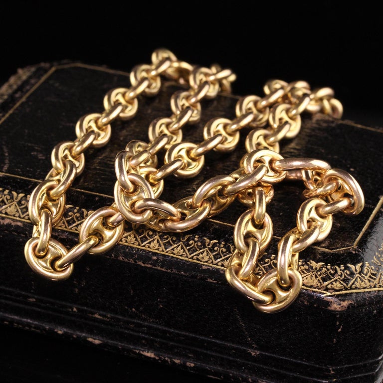 Vintage Estate 14K Yellow Gold Anchor Link Necklace at 1stDibs
