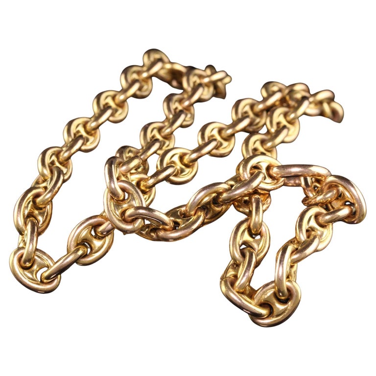 Vintage Estate 14K Yellow Gold Anchor Link Necklace at 1stDibs