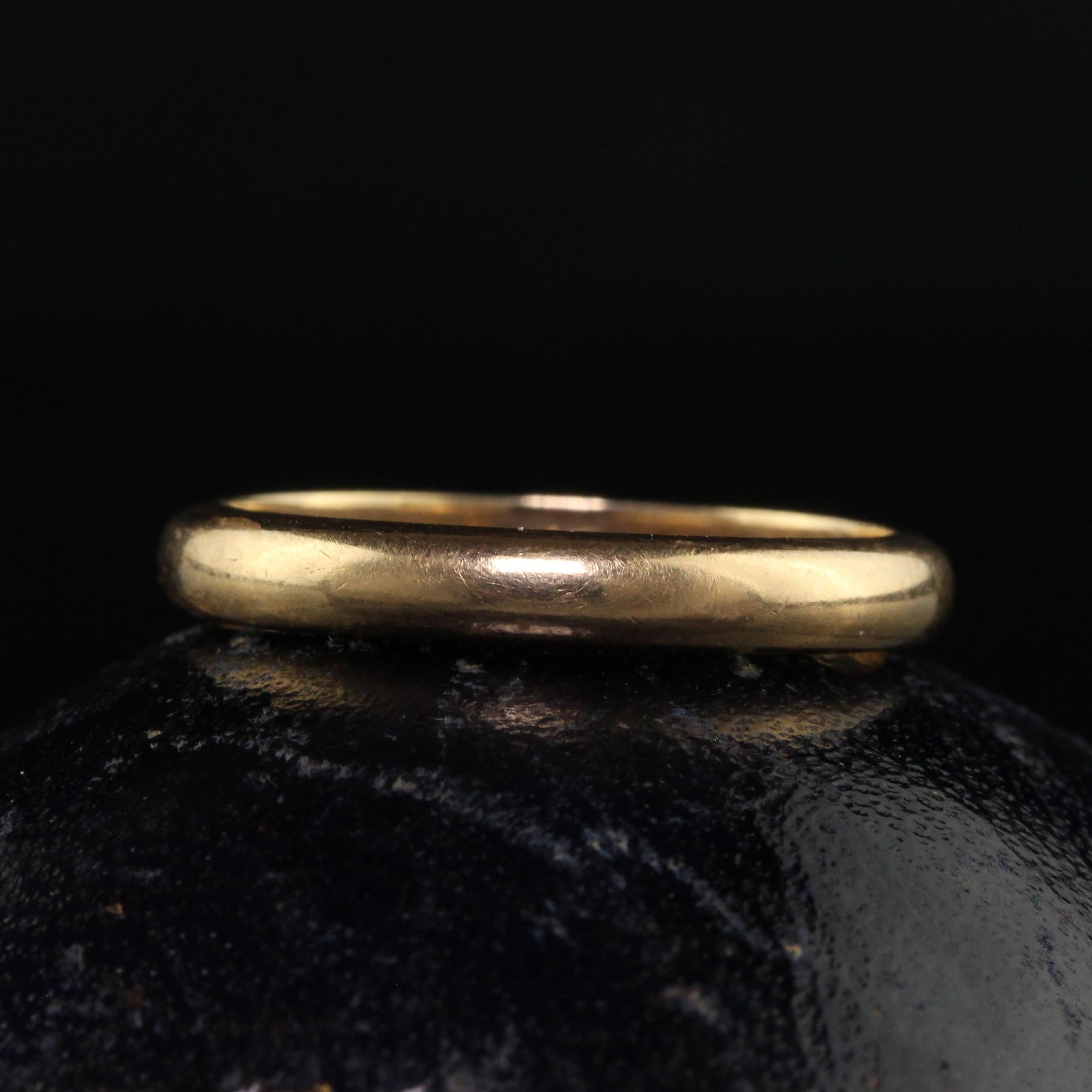 Beautiful Vintage Estate 14K Yellow Gold Classic Wedding Band - Size 6. This classic wedding band is crafted in 14k yellow gold. This band features a classic solid gold design around the entire ring and is very comfortable to wear. The band is