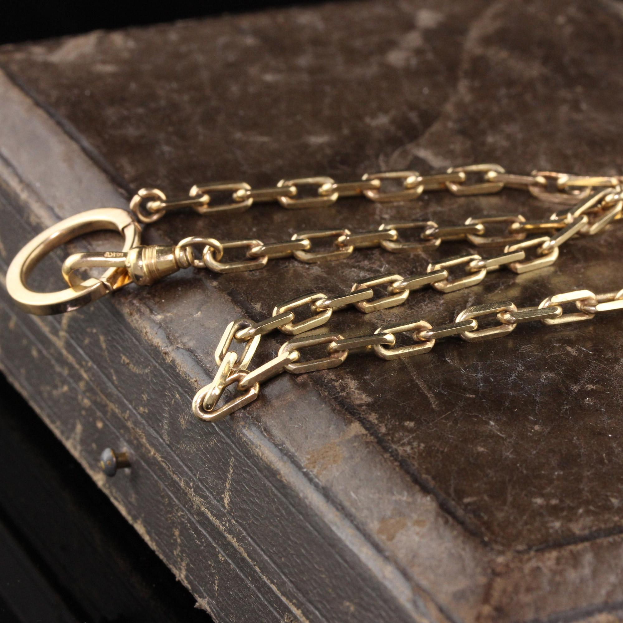 Vintage Estate 14K Yellow Gold Link Chain / Watch Fob In Good Condition In Great Neck, NY