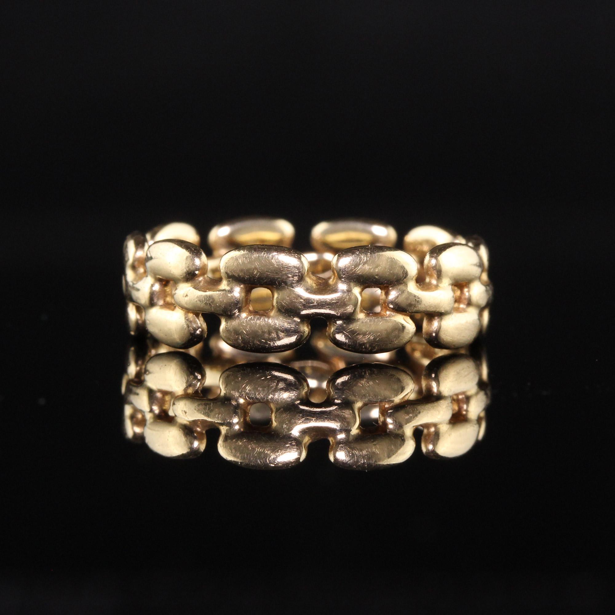 Vintage Estate 14K Yellow Gold Link Wedding Band In Good Condition For Sale In Great Neck, NY