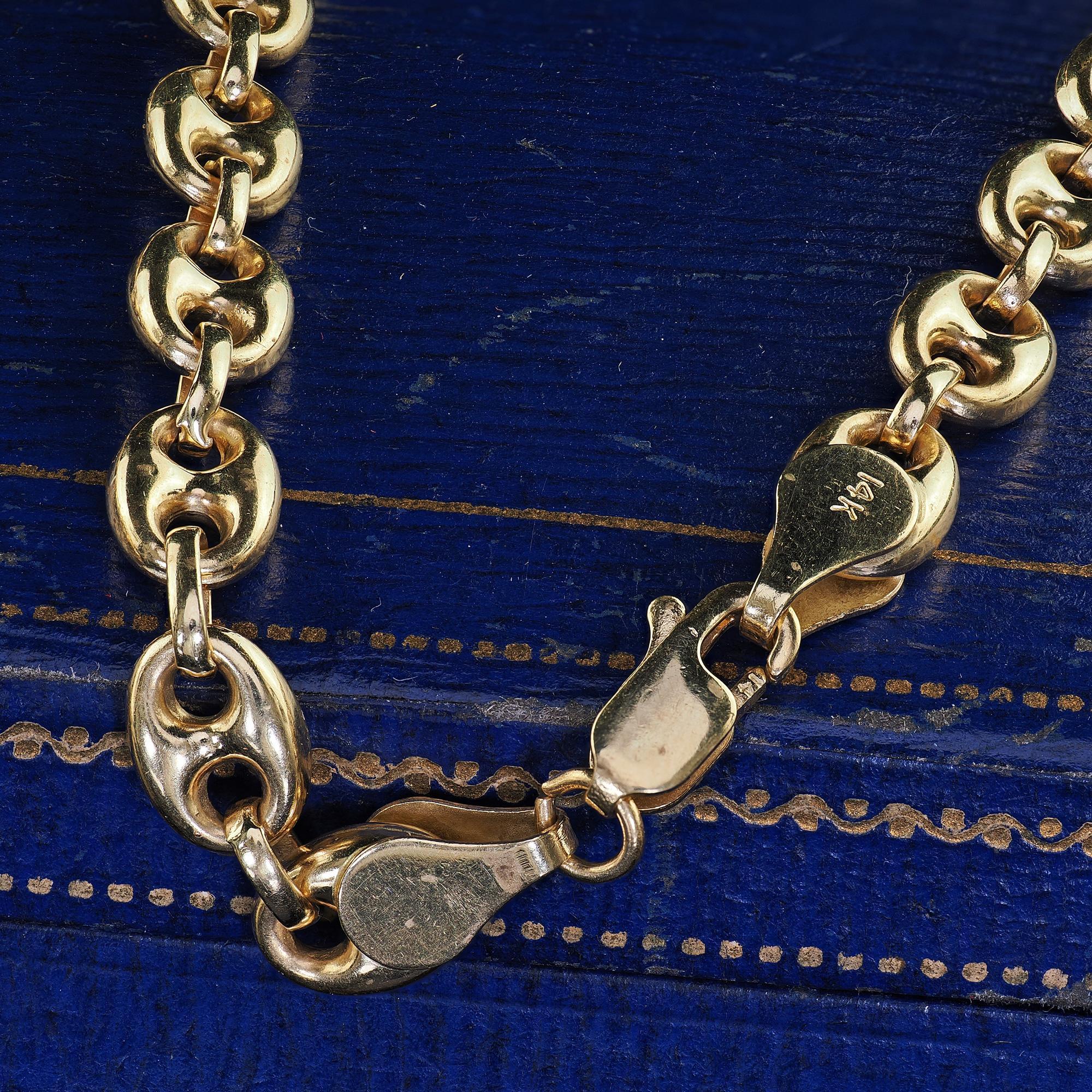 Women's Vintage Estate 14K Yellow Gold Mariners Link Necklace - 24 inches