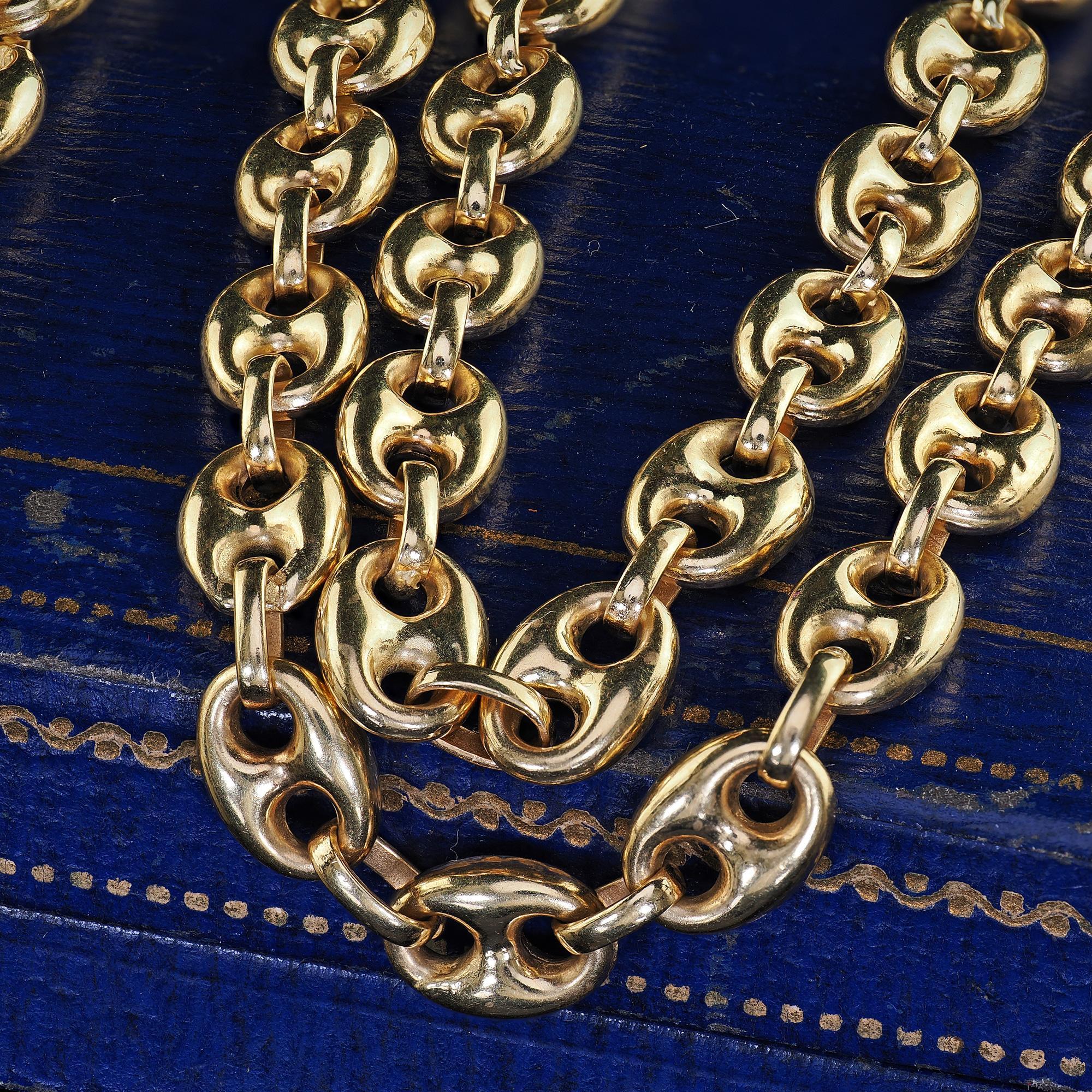 Vintage Estate 14K Yellow Gold Mariners Link Necklace - 24 inches 1