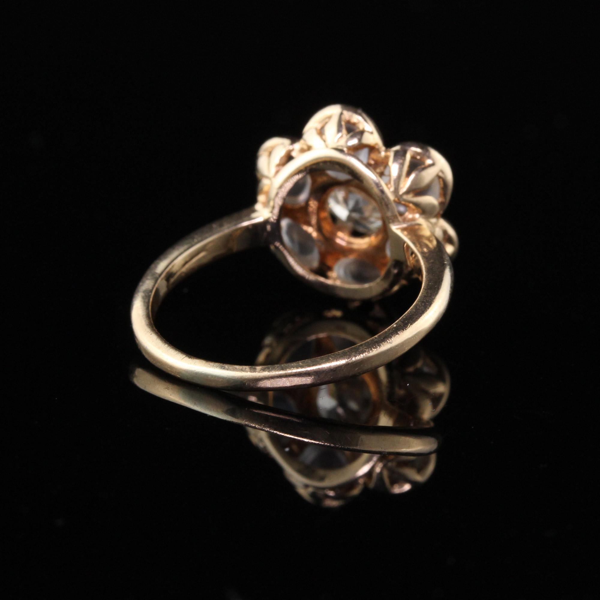 Women's or Men's Vintage Estate 14 Karat Yellow Gold Moonstone and Diamond Engagement Ring