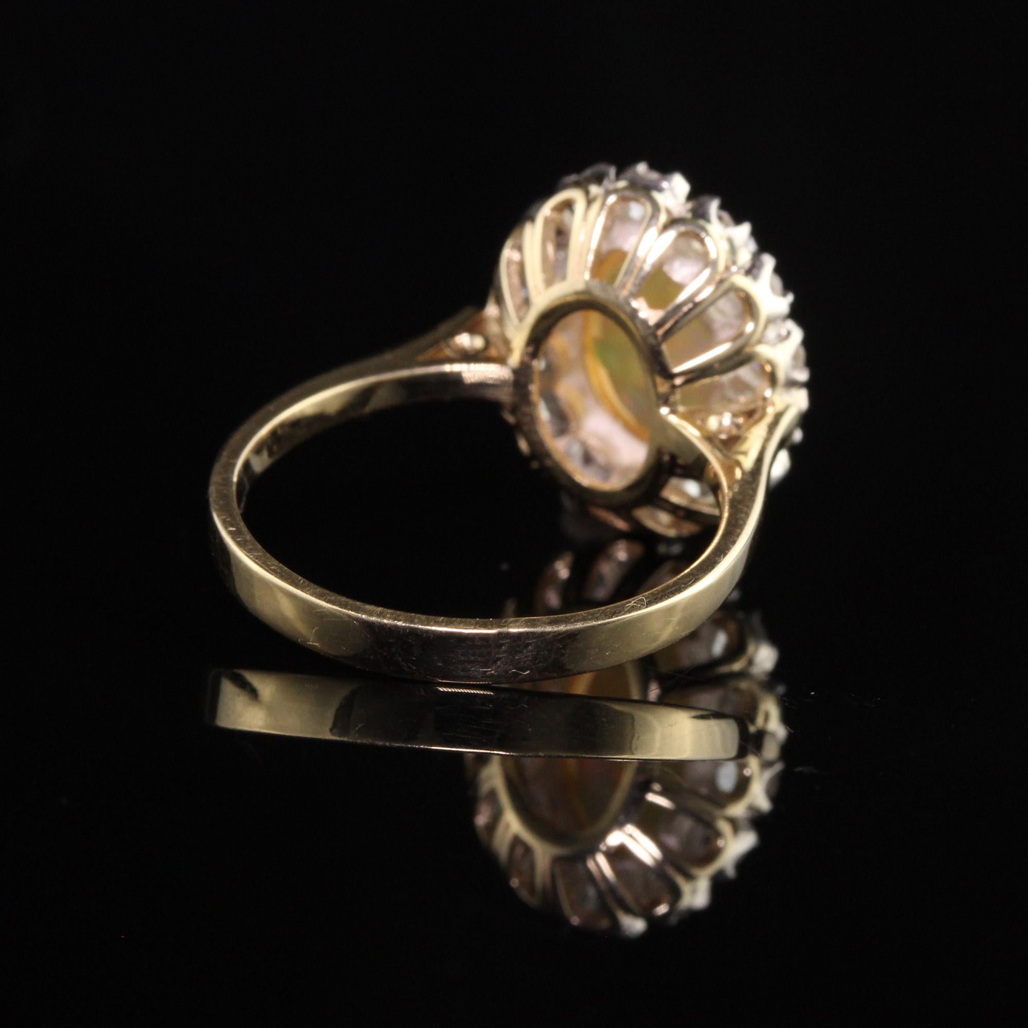 Verlobungsring, Nachlass 14K Gelbgold Opal und Rosenschliff Diamant im Zustand „Gut“ im Angebot in Great Neck, NY