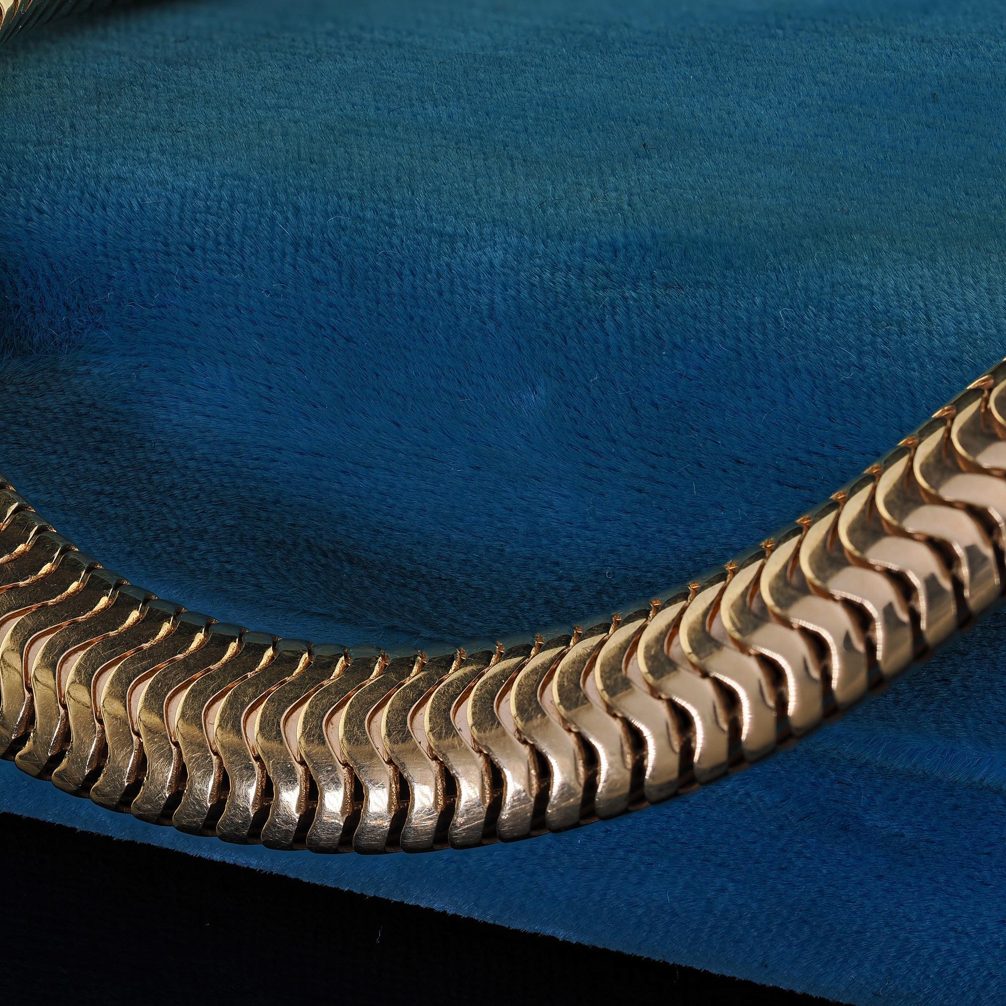 Vintage Estate 14K Yellow Gold Thick Wide Snake Chain - 15 3/4 inches 2