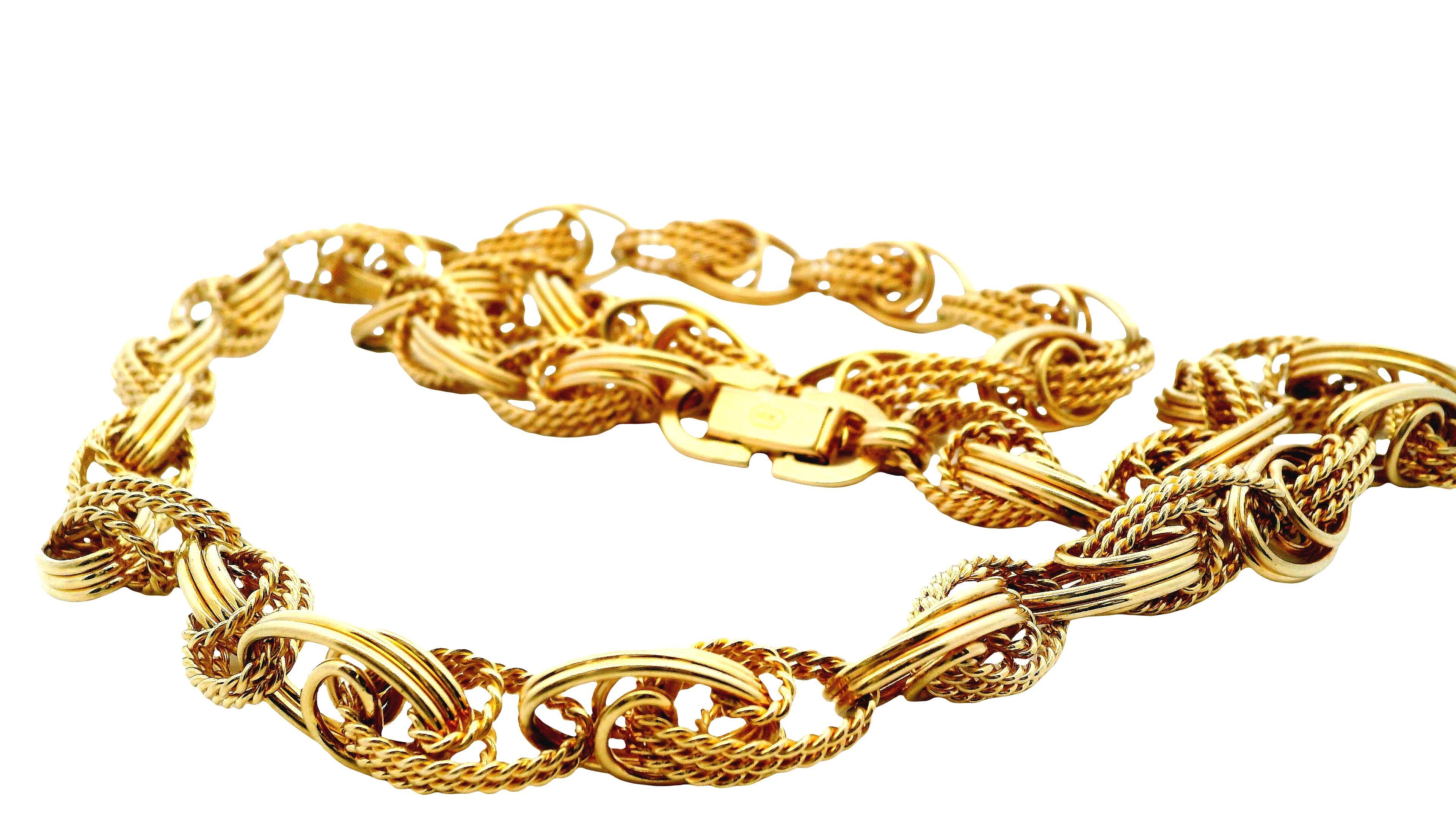 Breite gedrehte Vintage-Gliederhalskette aus 14 Karat Gelbgold mit Nachlass - 26 Zoll für Damen oder Herren im Angebot