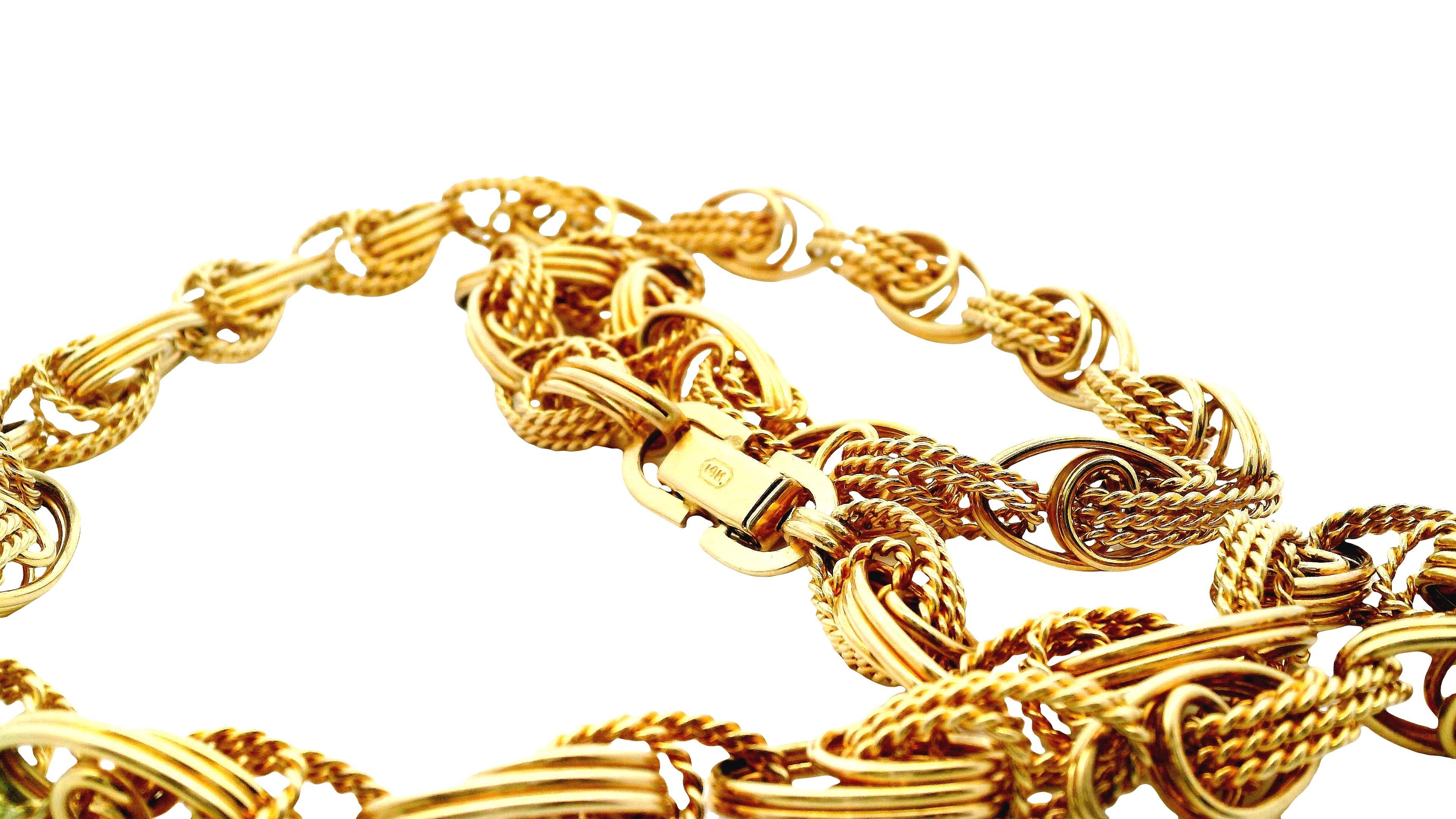 Breite gedrehte Vintage-Gliederhalskette aus 14 Karat Gelbgold mit Nachlass - 26 Zoll im Angebot 2