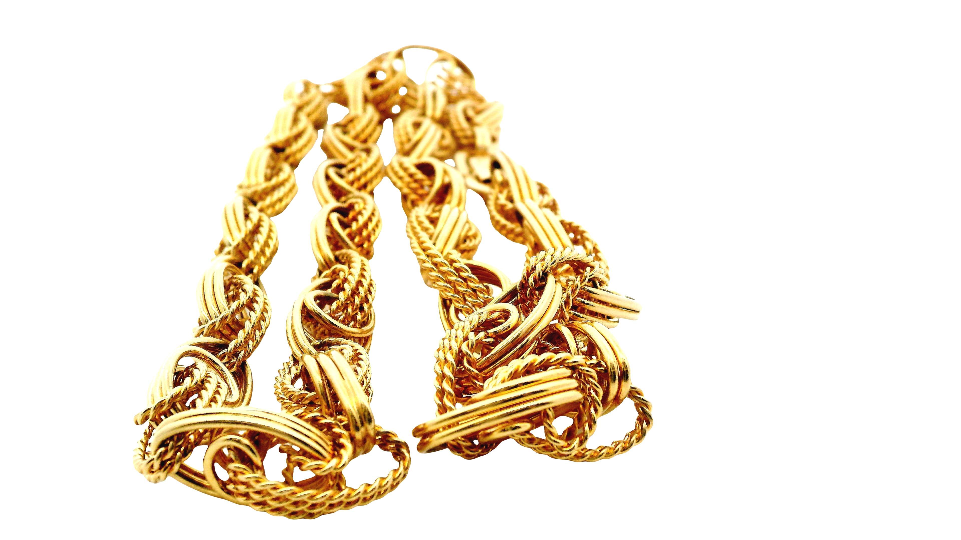 Breite gedrehte Vintage-Gliederhalskette aus 14 Karat Gelbgold mit Nachlass - 26 Zoll im Angebot 3