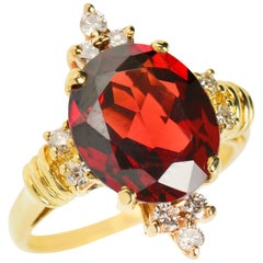 Vintage Estate 18 Karat Garnet and Diamond Ring