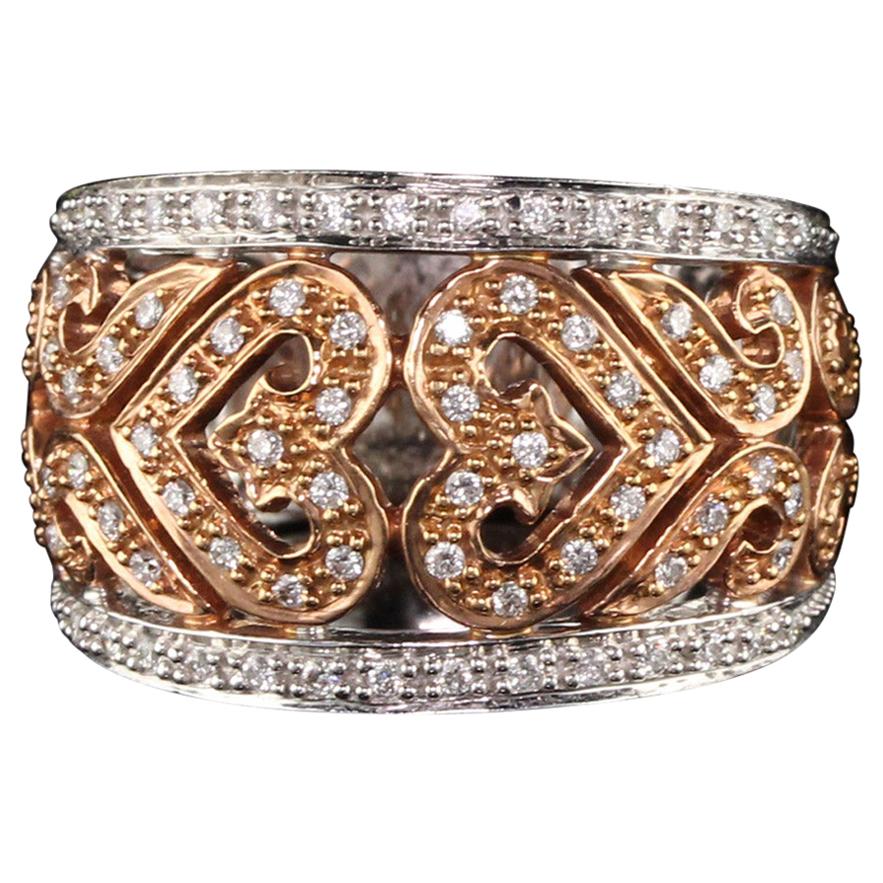 Vintage Estate 18 Karat Two-Tone Gold Diamond Ring For Sale