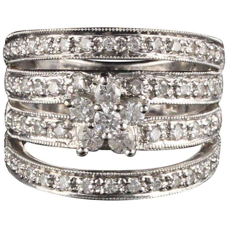 Anillo Vintage Estate de Oro Blanco de 18 Kilates y Diamantes en venta