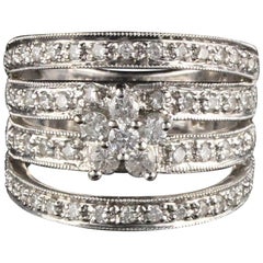 Statement-Ring, Vintage, Nachlass, 18 Karat Weißgold und Diamant