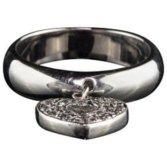 Retro Estate 18 Karat White Gold Diamond Heart Ring