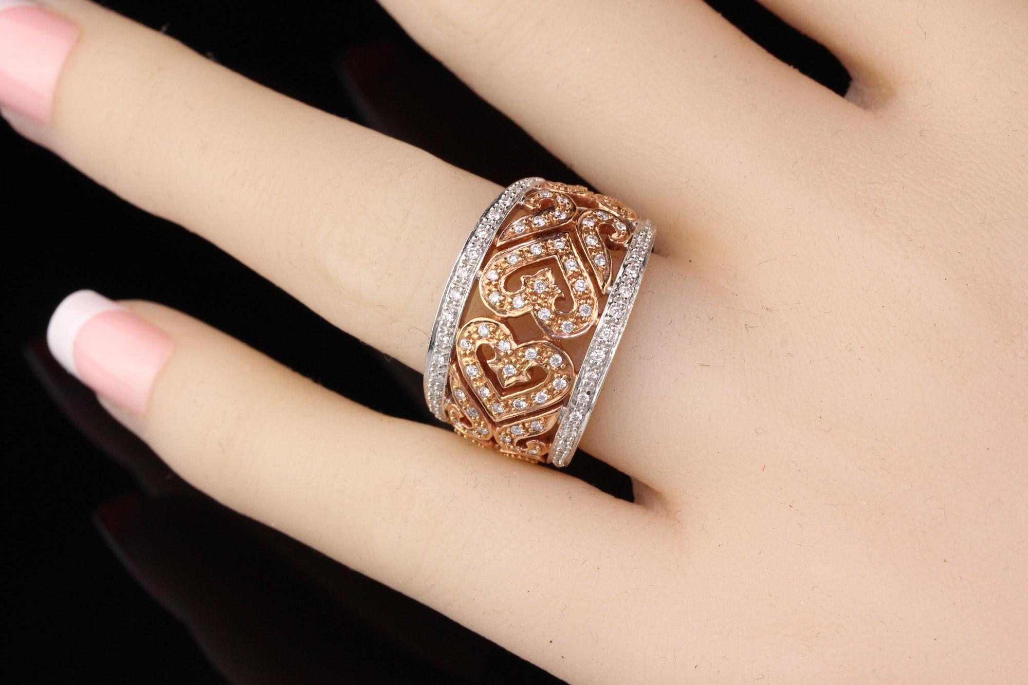 18 Karat zweifarbiger Gold-Diamantring im Nachlassstil im Angebot 1