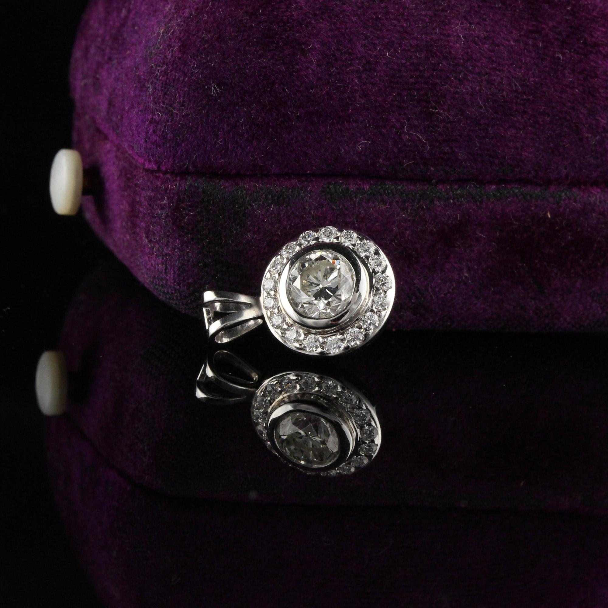 Modern Vintage Estate 18 Karat White Gold Diamond Pendant For Sale