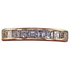 Vintage Estate 18K Yellow Gold Carre Cut Diamond Wedding Band Ring