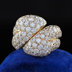 Vintage Estate 18K Gelbgold Diamant Doppel-Wickel-Cocktailring, Vintage