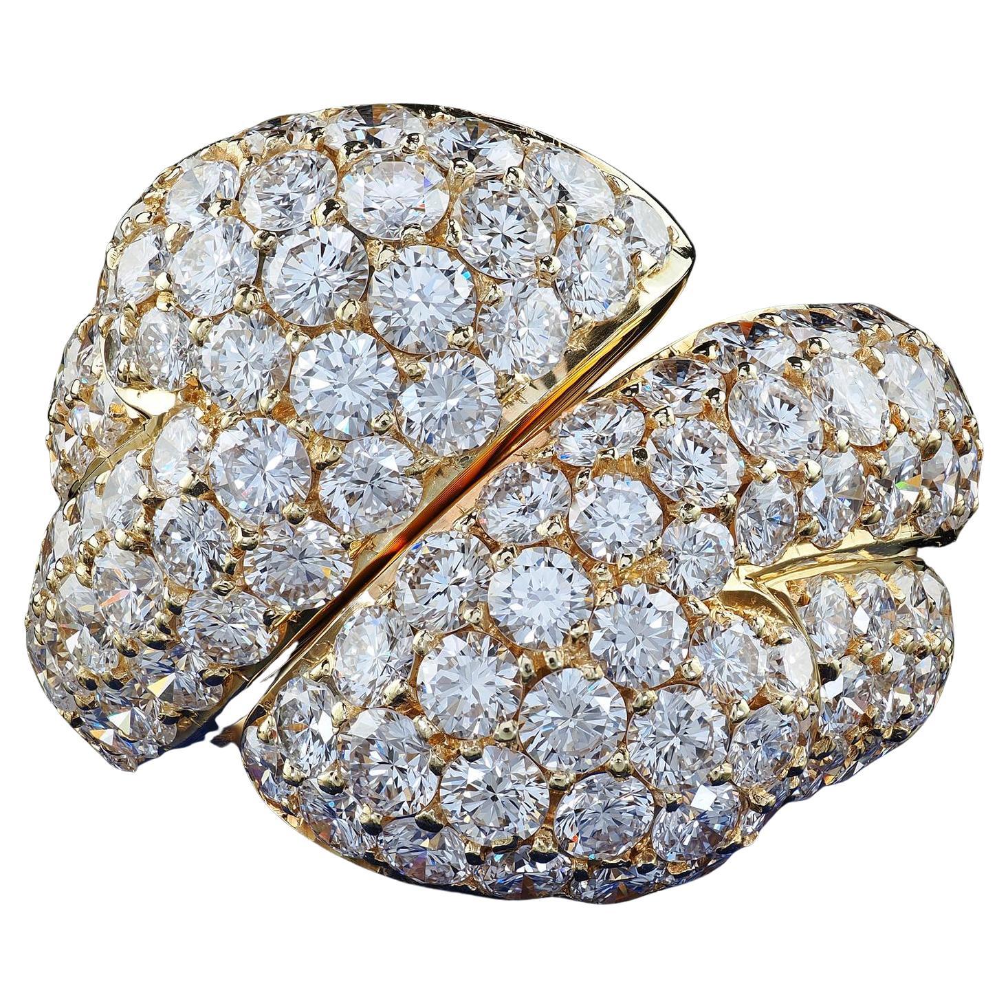Vintage Estate 18K Yellow Gold Diamond Double Wrap Cocktail Ring