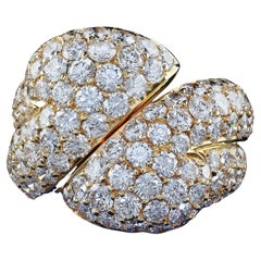 Vintage Estate 18K Yellow Gold Diamond Double Wrap Cocktail Ring