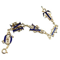 Vintage Estate 18K Oro Amarillo Esmalte Pulsera Ti Amo Love - 7 1/2 pulgadas