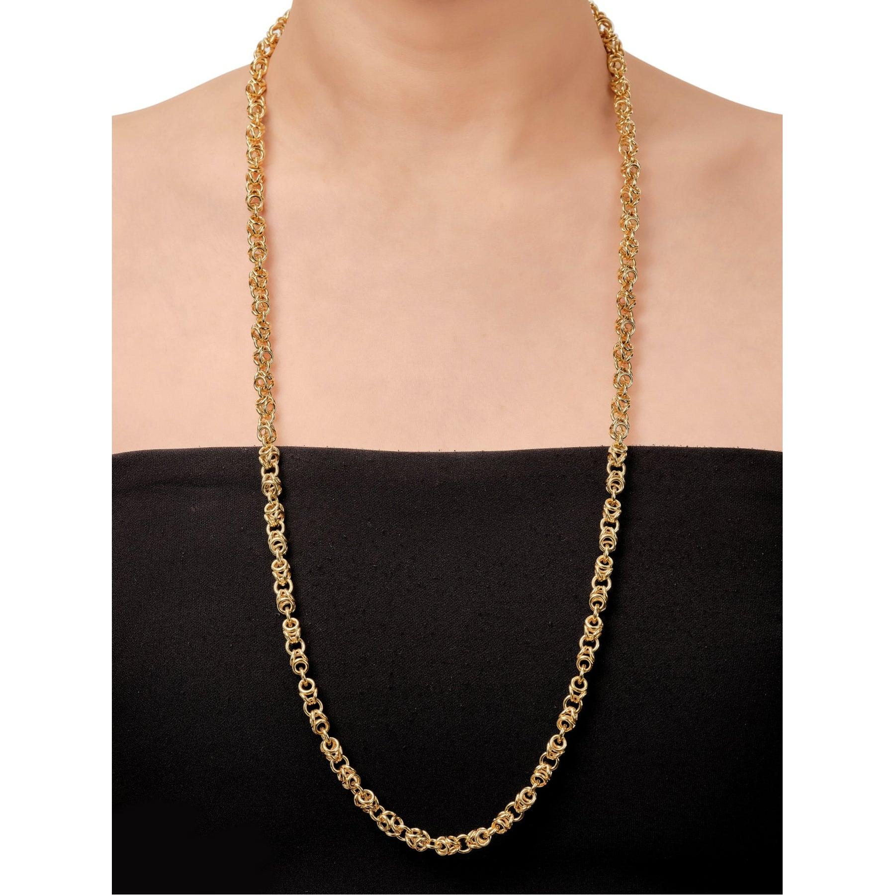 Femenino o masculino Collar de cadena larga Estate Vintage de oro amarillo de 18 quilates Sautoir en venta