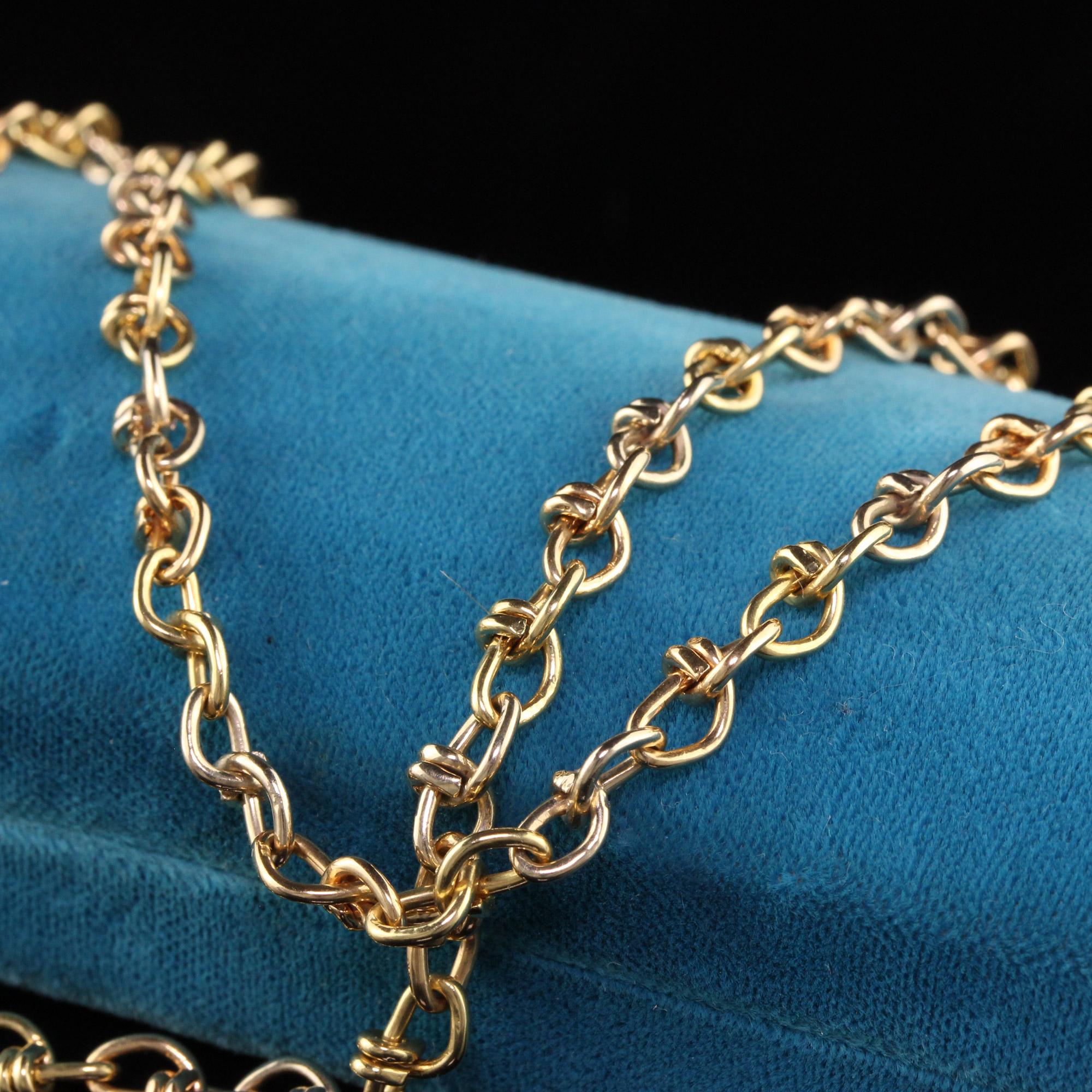 Vintage Estate 18K Yellow Gold Twist Link Chain Necklace In Good Condition In Great Neck, NY