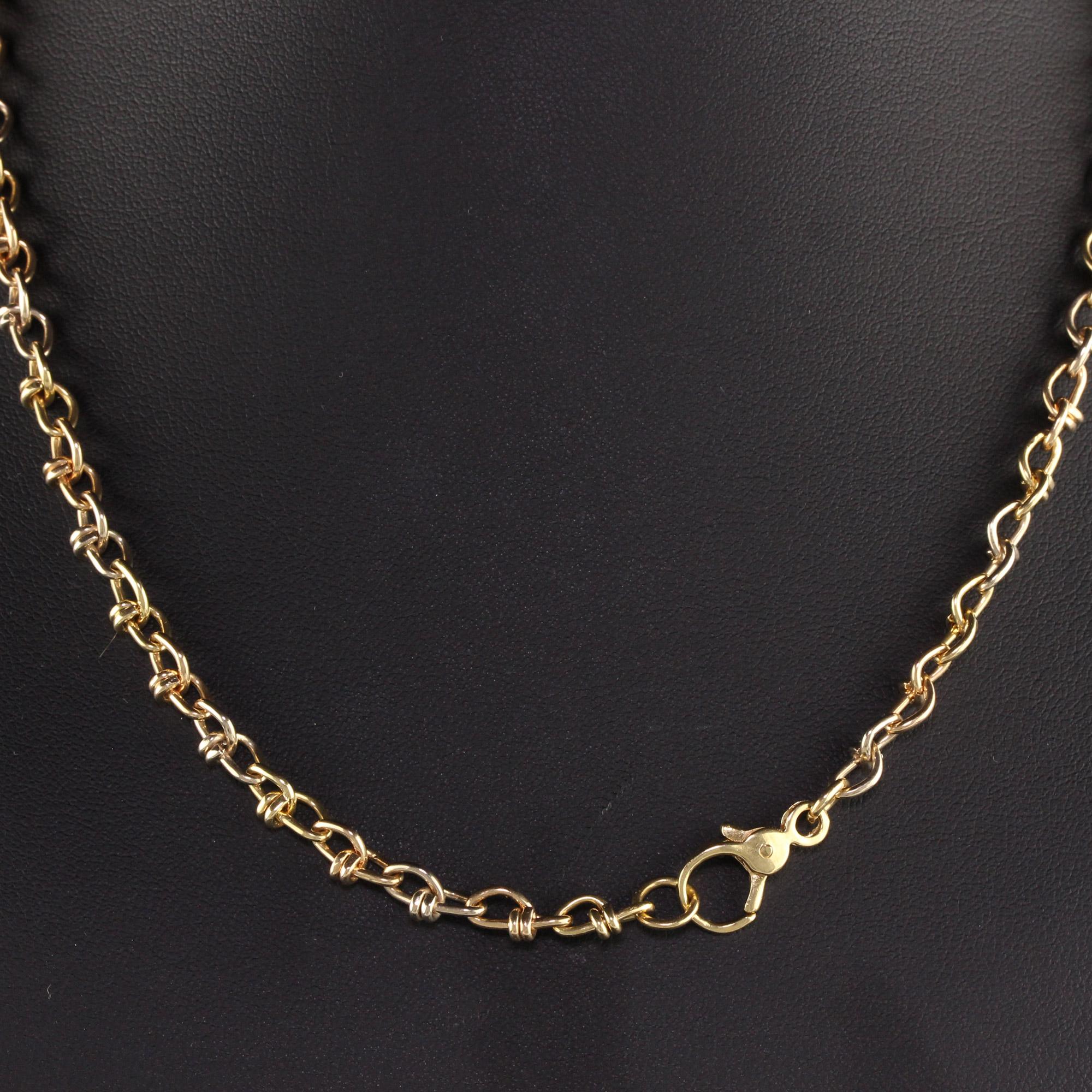 Vintage Estate 18K Yellow Gold Twist Link Chain Necklace 1