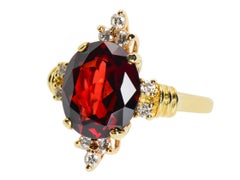 Vintage Estate 18 Karat Garnet and Diamond Ring