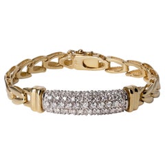 Pulsera de eslabones de oro de 14k con pavé de diamantes vintage de los años 80