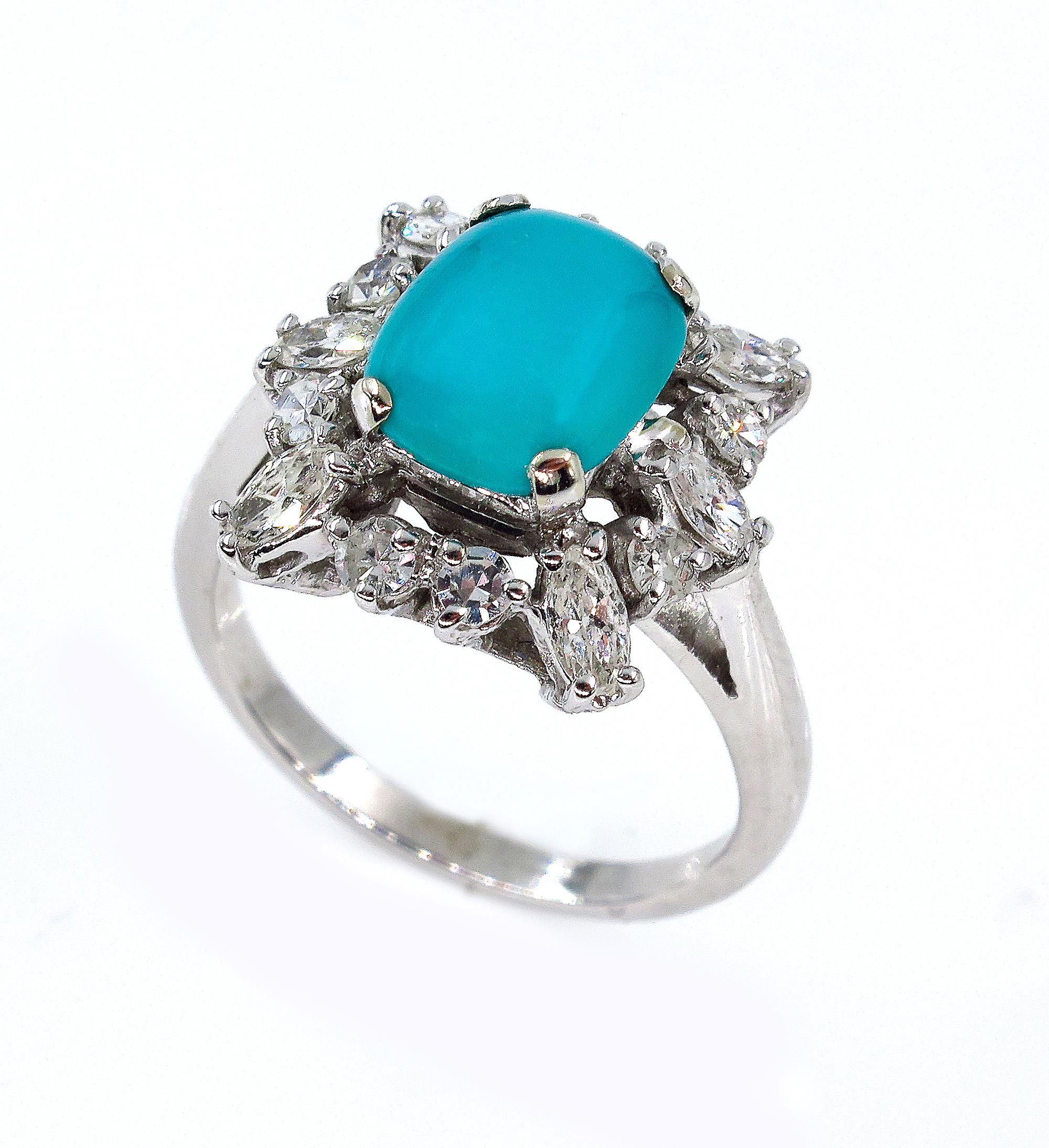 turquoise platinum ring