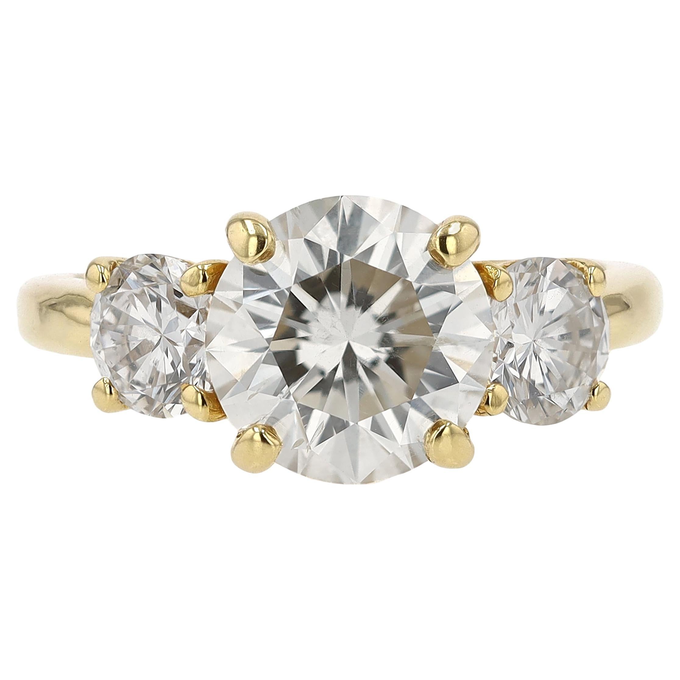 Vintage Estate 3.30 Carat Diamond Trilogy Engagement Ring For Sale
