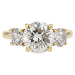 Retro Estate 3.30 Carat Diamond Trilogy Engagement Ring